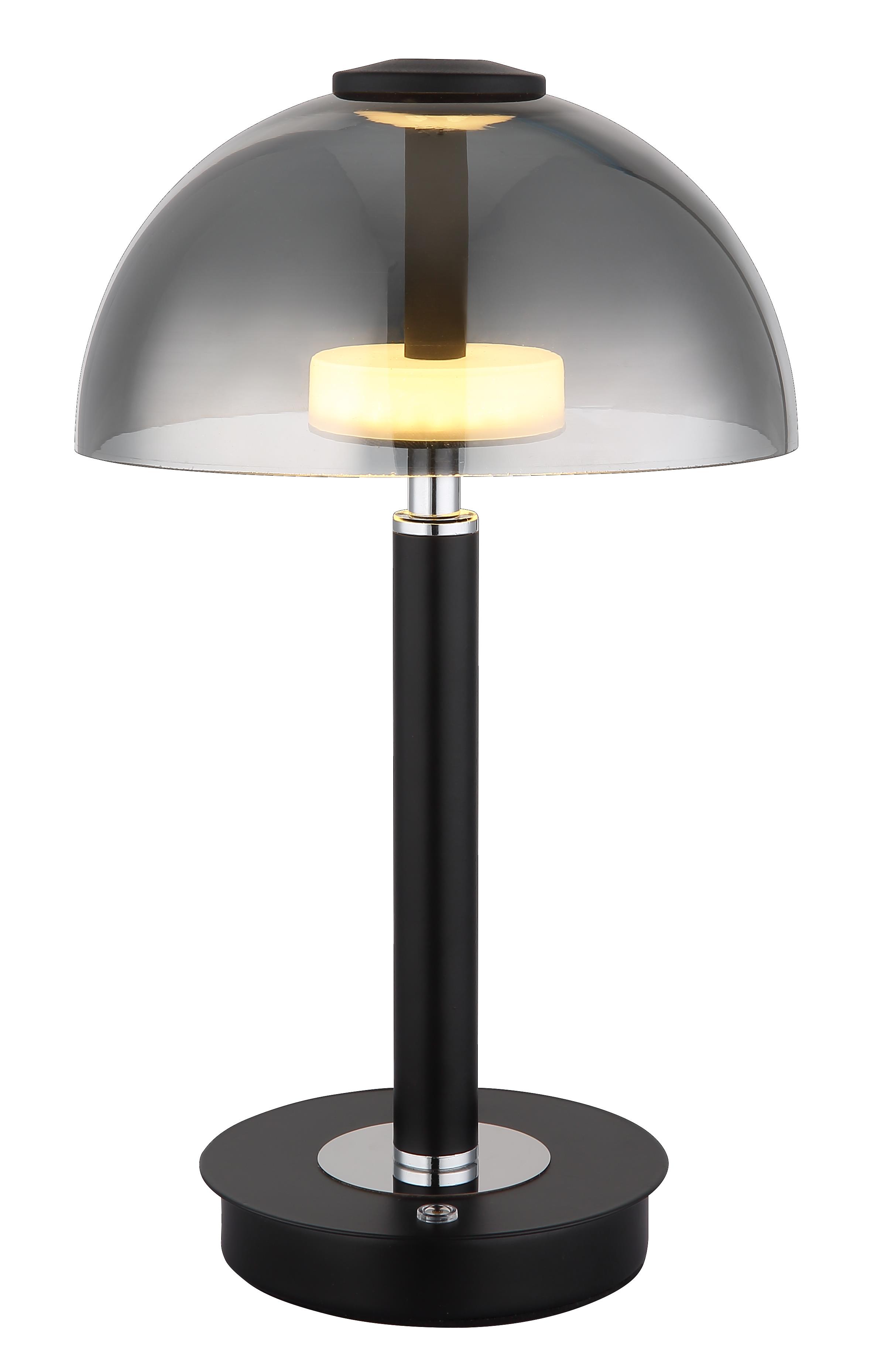 Globo LED-Tischleuchte ULDIN 1-flammig in Farbe schwarz matt, chromfarben, Globo LED-Tischleuchte ULDIN 1-flammig in Farbe schwarz matt, chromfarben,, Lampe, Tischlampe
