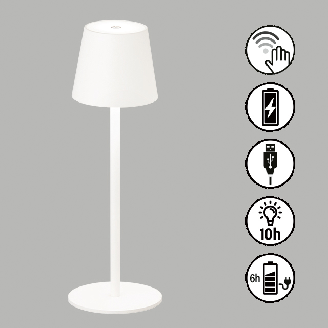 FH Lighting LED-Tischleuchte TROPEA in Metall sandweiß
