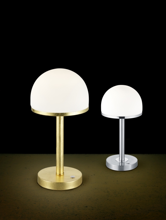 Trio LED-Tischleuchte BERLIN 1-flammig in Farbe Nickel matt, Glas weiß Trio LED-Tischleuchte BERLIN in Nickel matt, Glas weiß