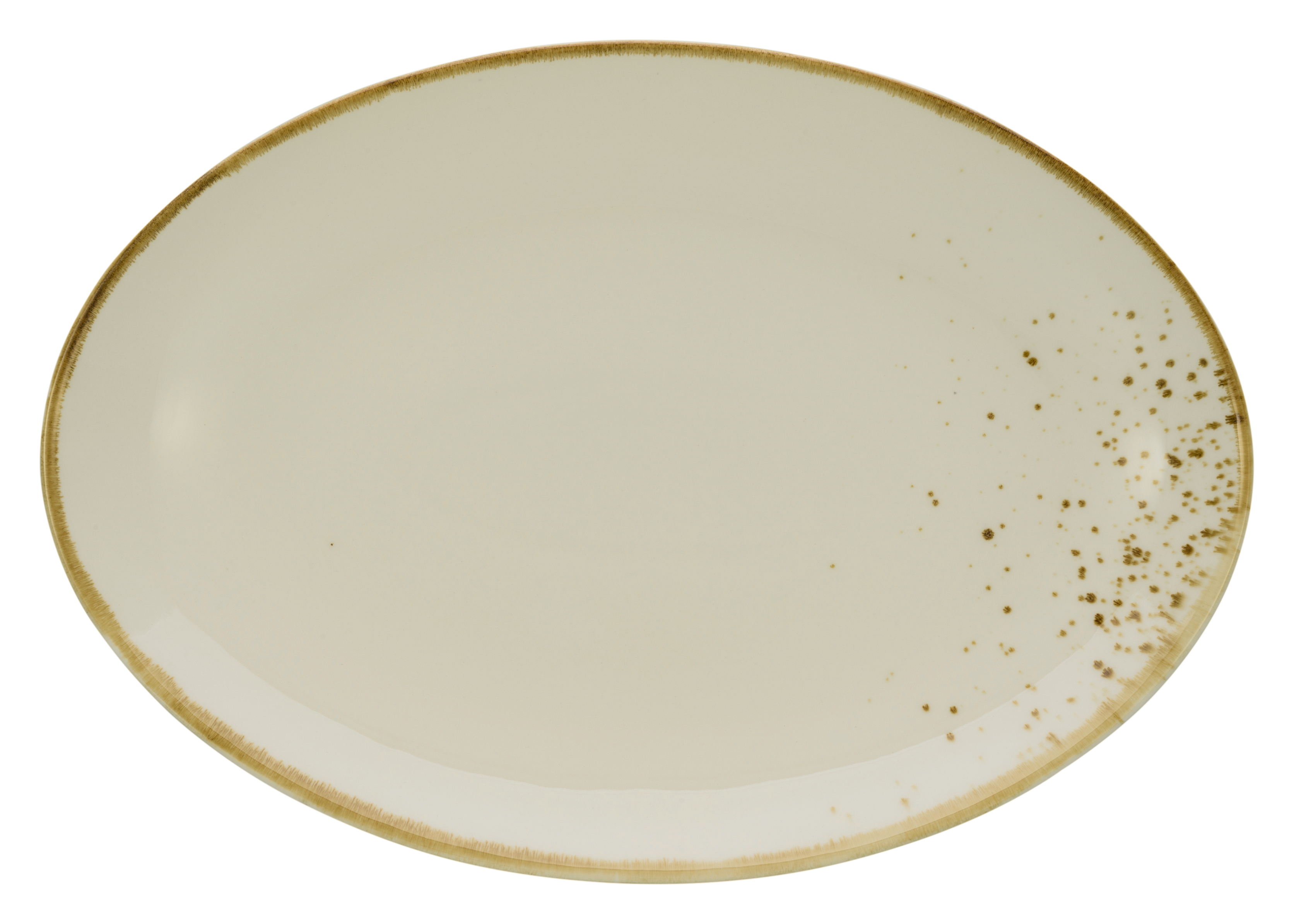 CreaTable Servierplatte Nature Collection in Farbe Creme glänzend, Porzellan, Töpferei, Mahlzeit, Gericht, Servierplatte