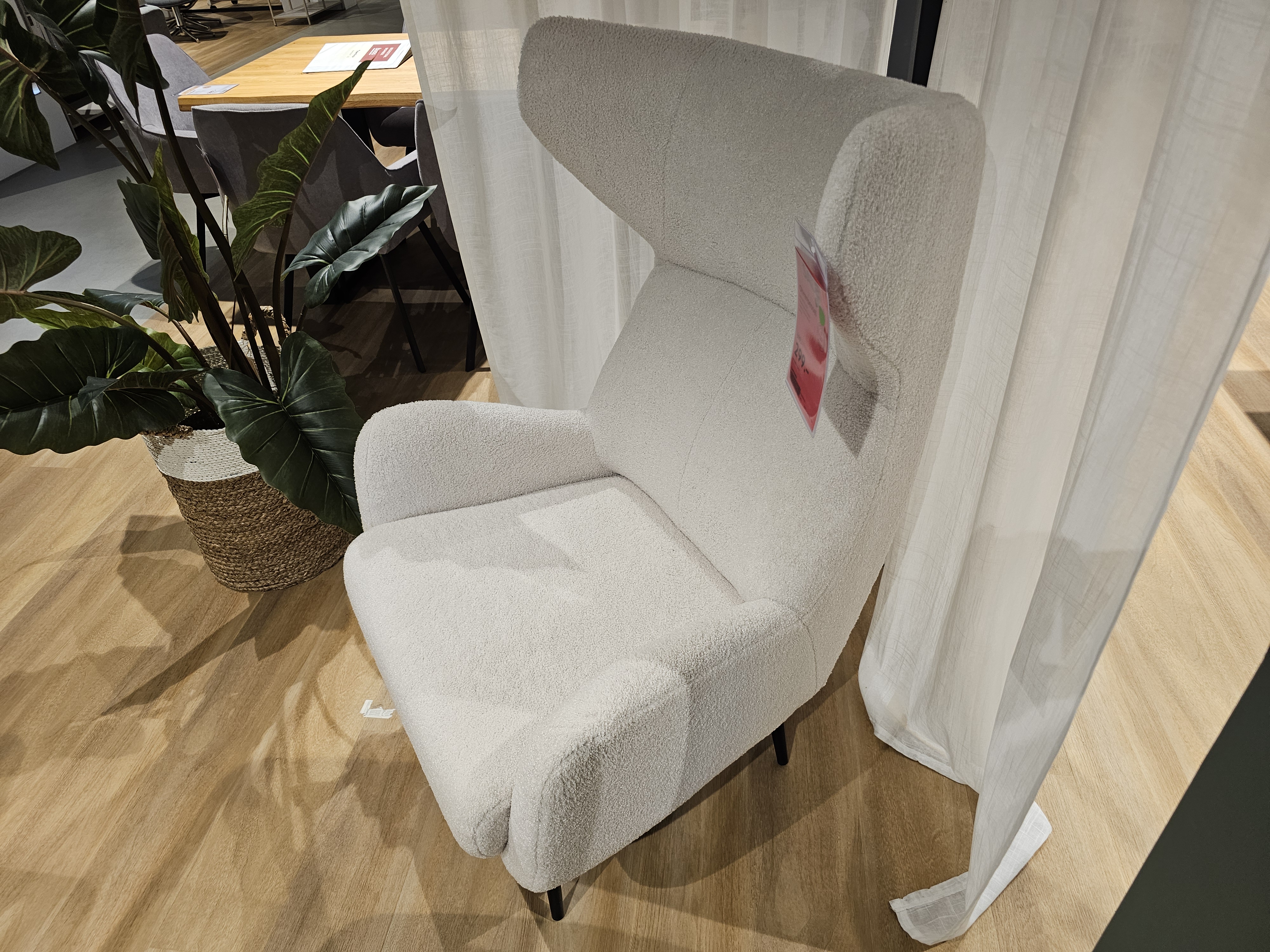 Gutmann Ohrensessel AVERSA ca. B80 H114 T83 cm in Stoff 389/15 natur, Sessel, Beige, Stoffstuhl, Kuschelig, hoher Rücken