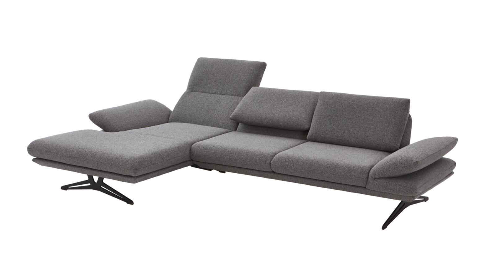 Koinor Eckkombination ELEMENTS ca. 300x152 cm in Stoff Cosmo grau-schwarz, Sofakombination, Schlafsofa, Grau, Stoffbezug, Sessel mit Fußstütze
