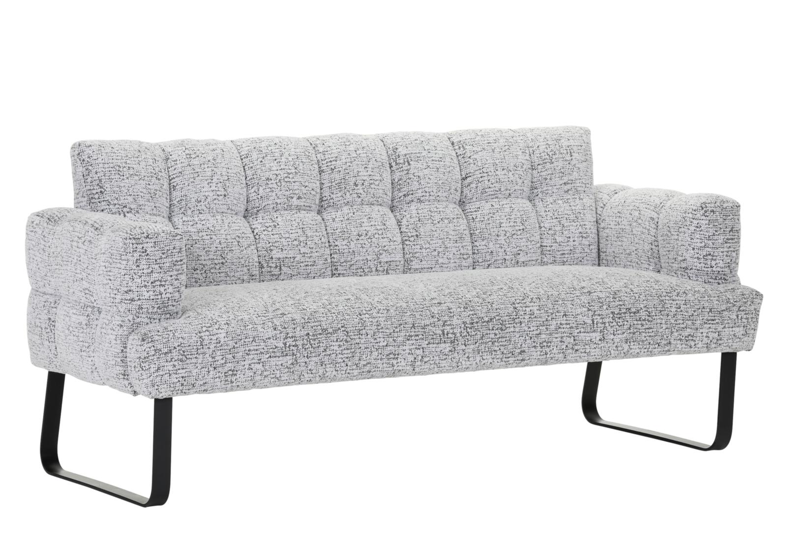 // Speisesofa 2.5-sitzig // mit Armlehnen // Stoff 358/55 hellgrau // Metallgestell schwarz // ca.B200 H91 T77 cm, Sofa, Wohnzimmersofa, Grau gemustert, Stoffsofa, Metallbeine