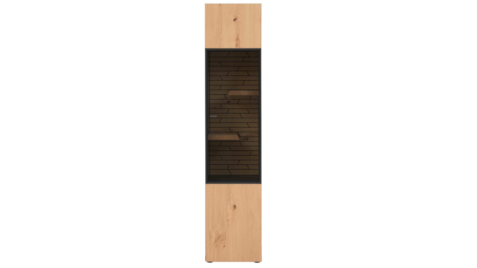 Interliving Vitrine 2108 ca. 44x204x41cm in Schiefer/Wildeiche