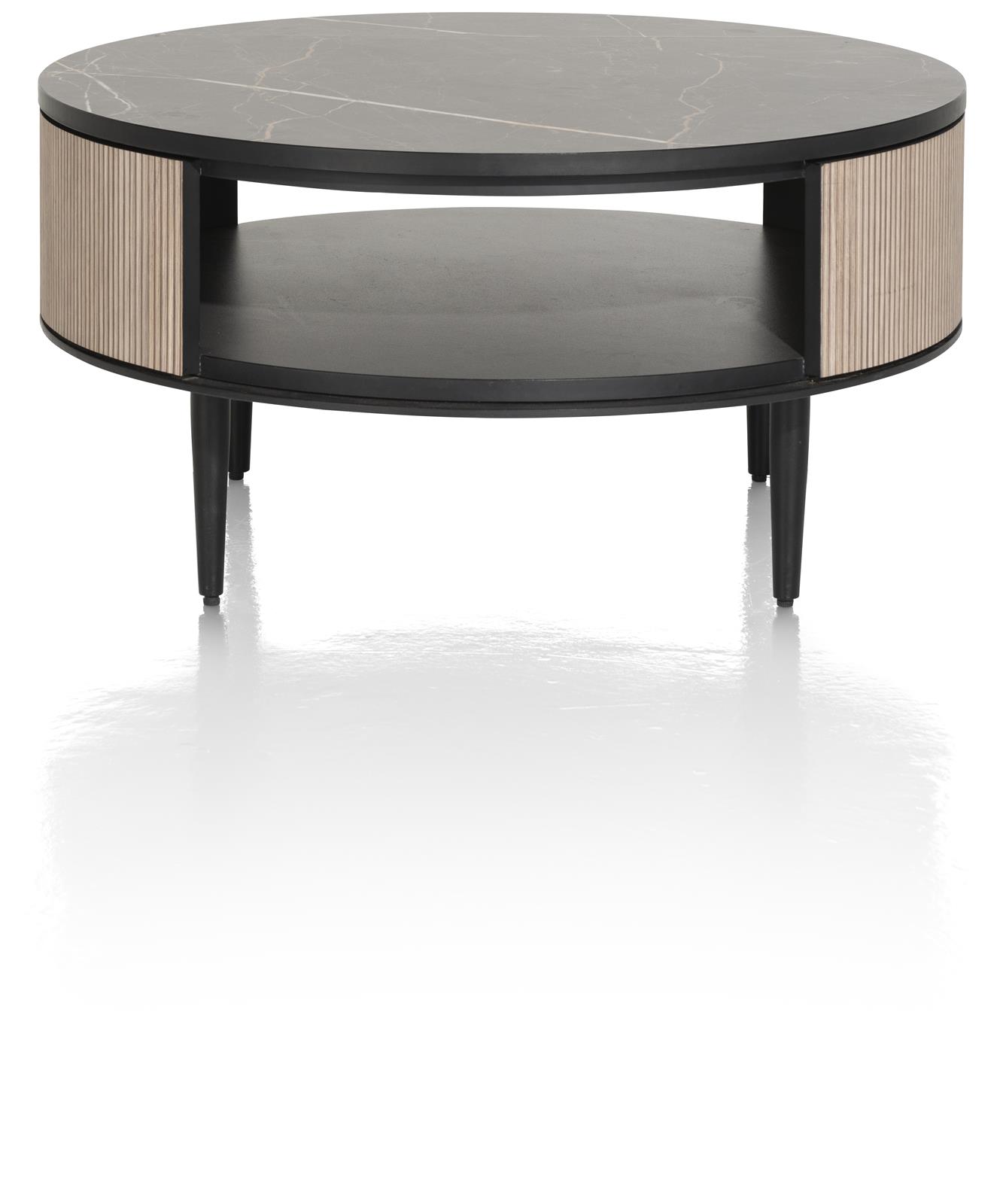 XOOON Couchtisch ARAMON Ø ca. 75cm in natural mit Lamellenmotiv