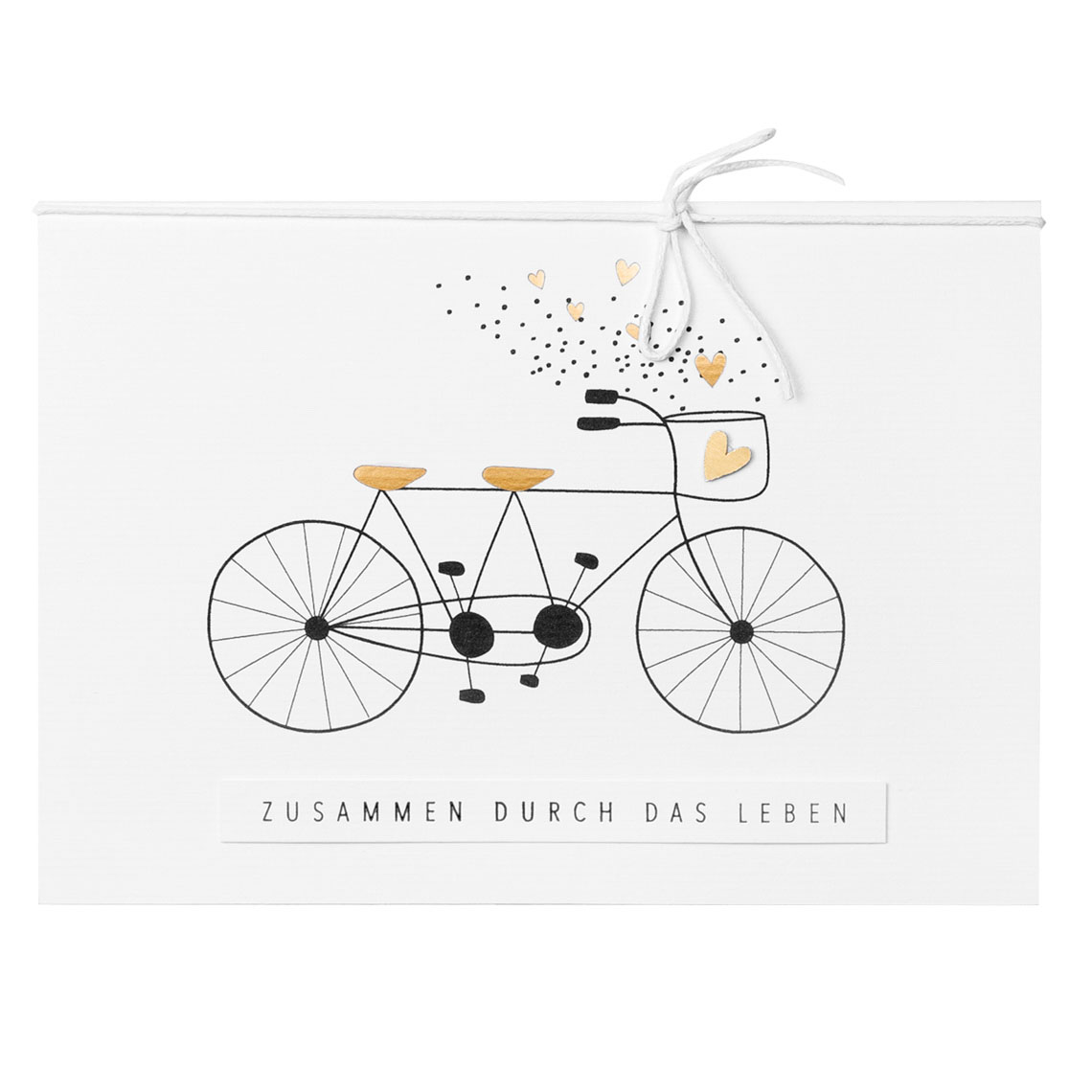 Pärchenkarte Zusammen durch das Leben Pärchenkarte Zusammen durch das Leben, Fahrrad, Herz, Deko, Weiß, Korb