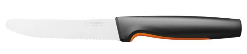 Tomatenmesser in 30cm, Santoku-Messer, gezackte Klinge, orangener Griff, schwarzer Griff, Küchenmesser
