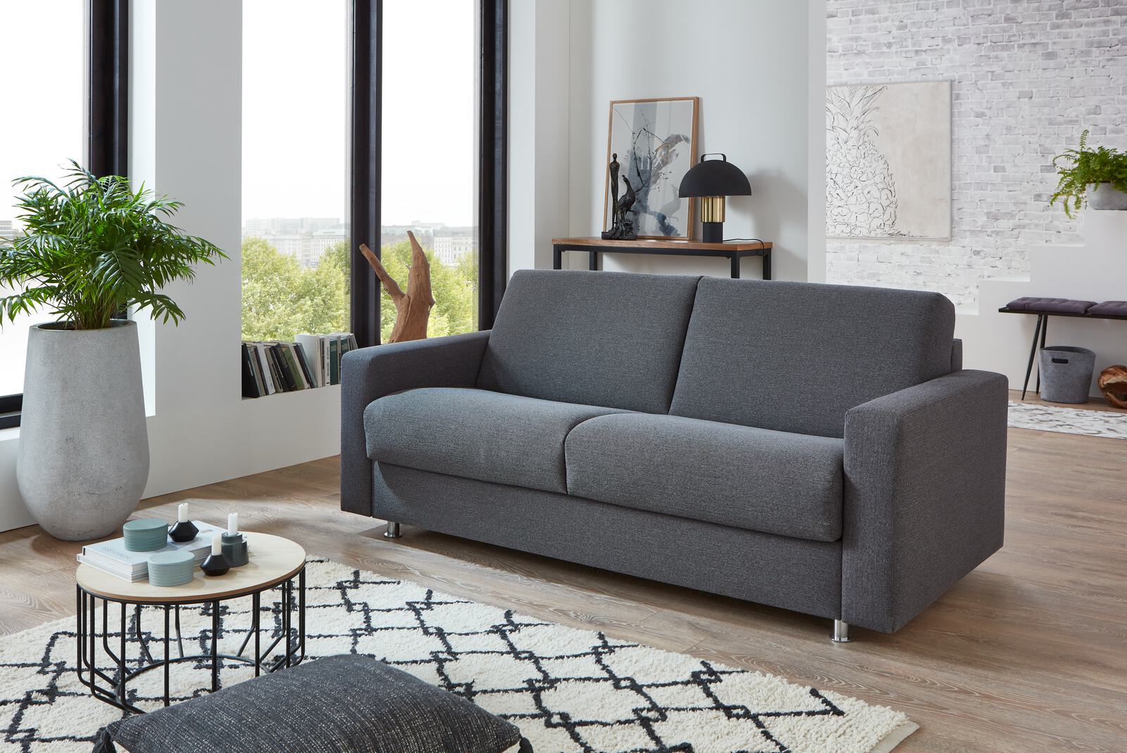 Verwandlungssofa MESSINA Grau Schlafsofa MESSINA ca. 120x200cm in Stoff grau/anthrazit