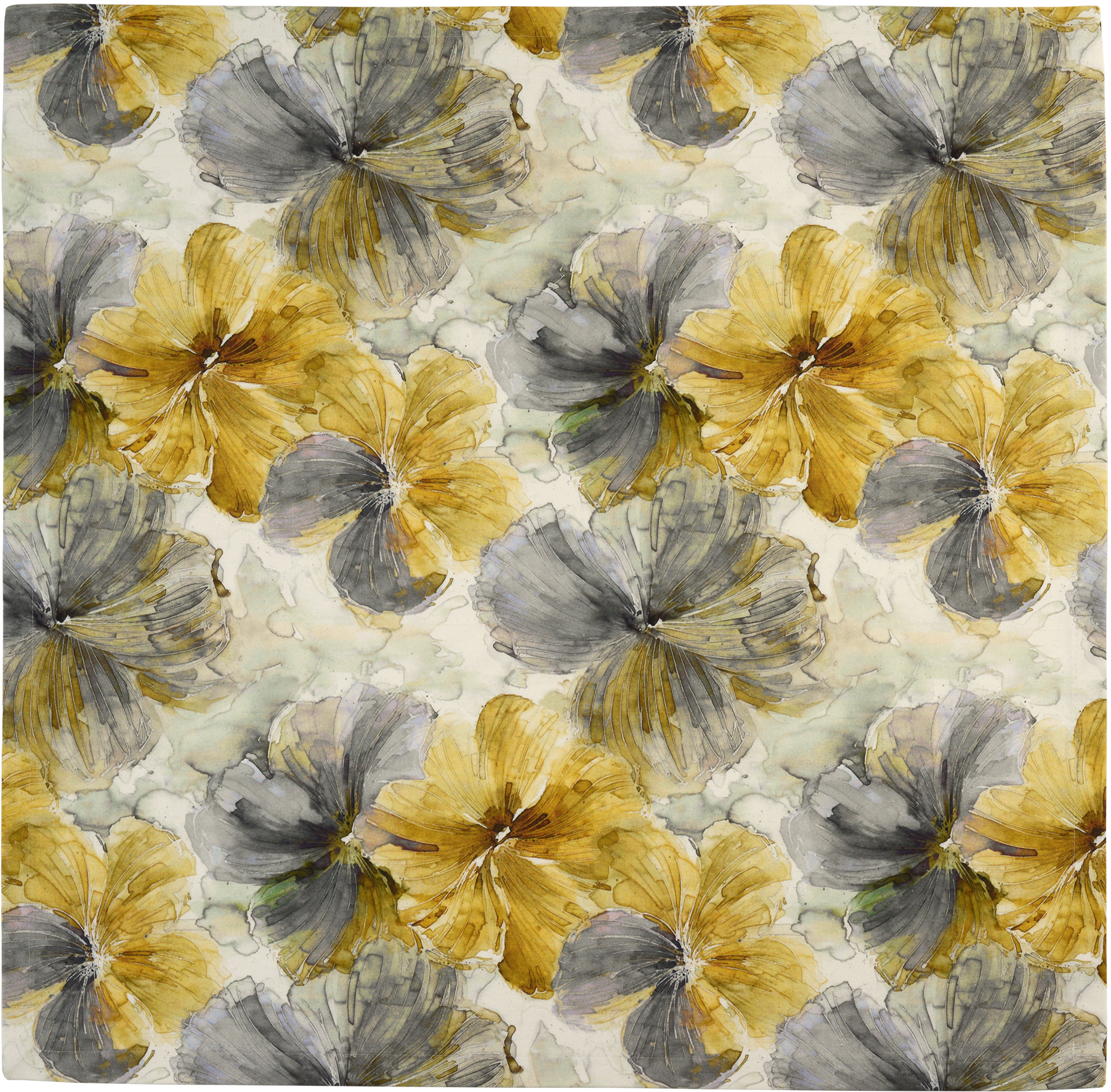 Sander Tischdecke JANE ca. 85x85cm in Farbe honey, Stoff, Gewebe, Blumenmuster, Mohnblüte, Muster