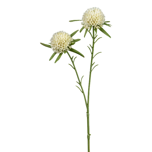Dahlie x 2, 46cm creme 3023056-48 in Beige, Kunstblume, Blumenstiel, weiße Blüten, globuläre Blüte, Dekorblume