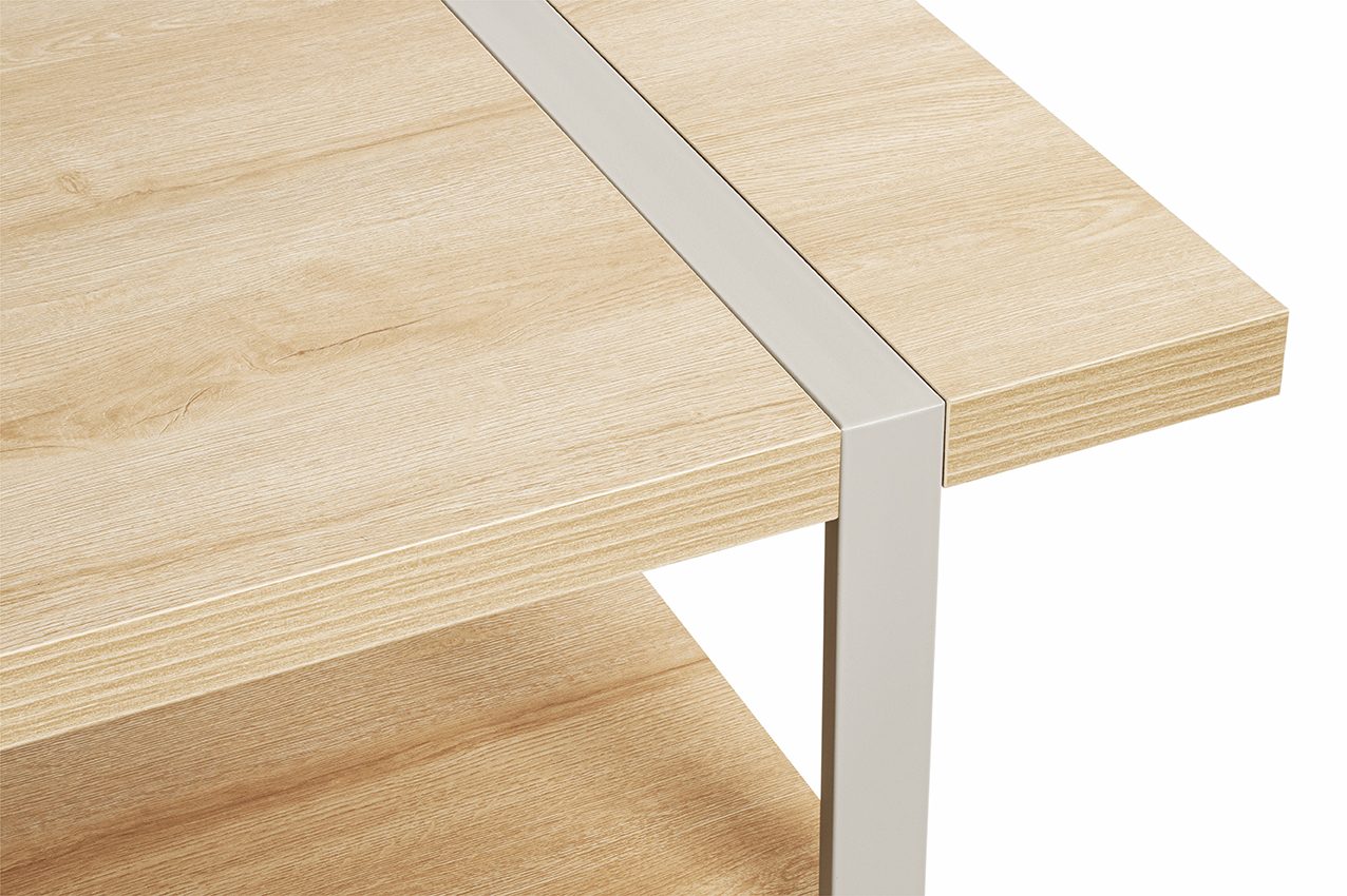 Haku Möbel Couchtisch SARAGOSSA 1 in Farbe Eiche natur, Kaschmirgrau, Holzregal, Esstischbeine, Skandinavisch, Lärchenholz, Metallrahmen