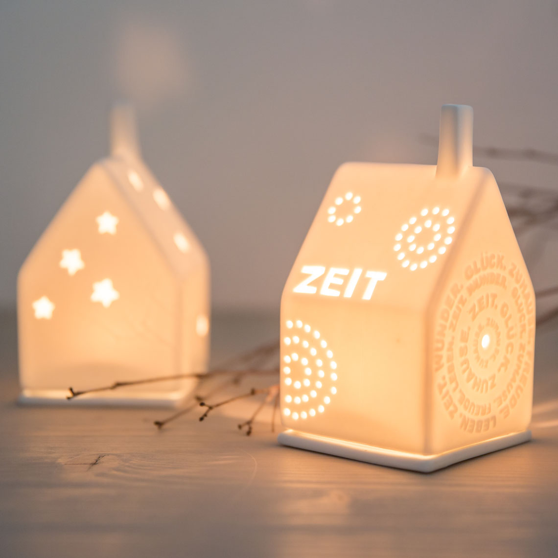 Lichthaus ZEIT in Farbe weiß, lampen, haus, glühen, dekoration, miniatur
