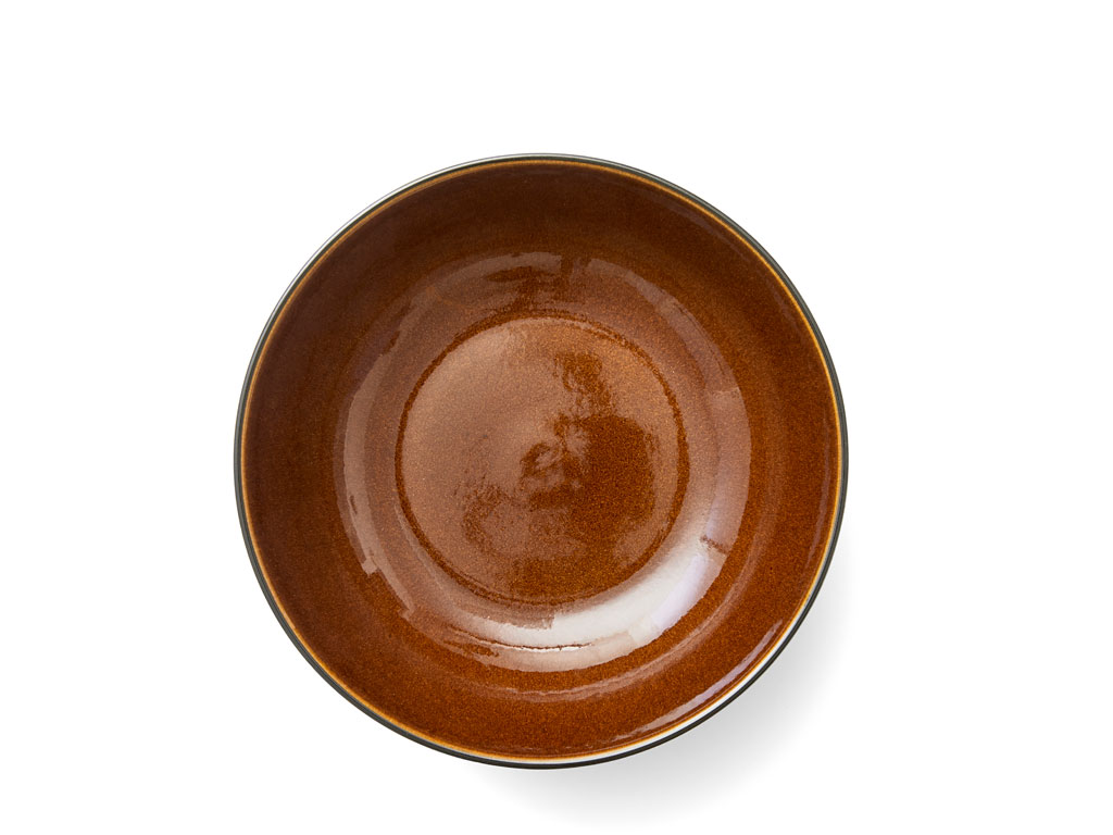 F&H Salatschüssel ca.24x6cm BITZ ca. B25 H7 T24 cm in schwarz/Amber