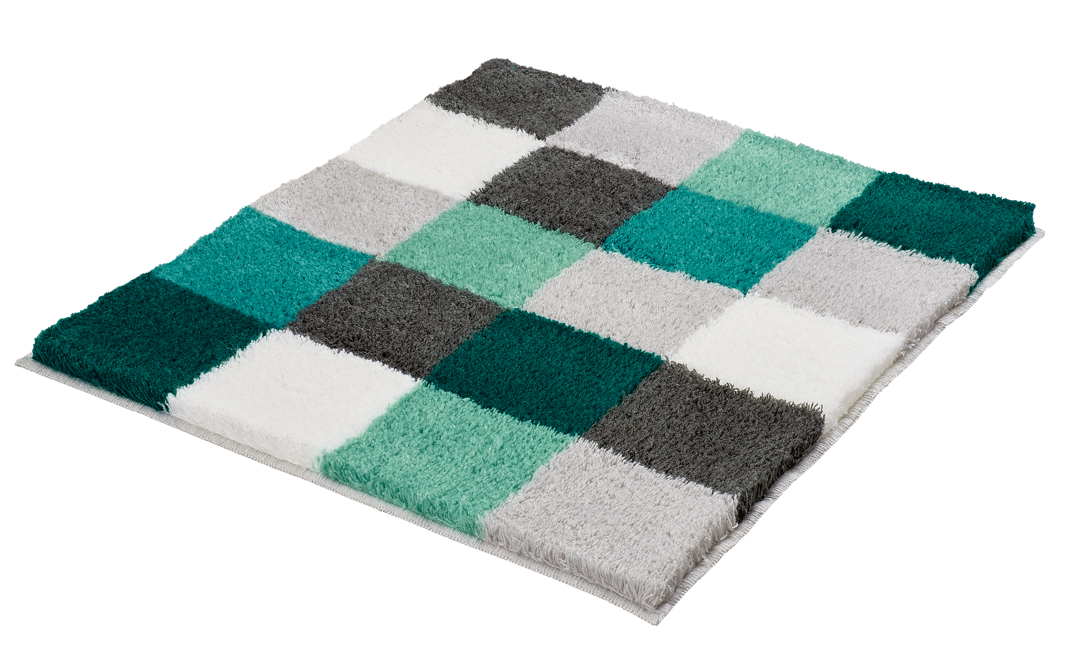 Kleine Wolke Badteppich CARO ca. 55x65cm in Farbe Petrol Kleine Wolke Badteppich CARO ca. 55x65cm in Farbe Petrol, Teppich, Shaggy, Vorgemuster, quadratisch, Teppichboden