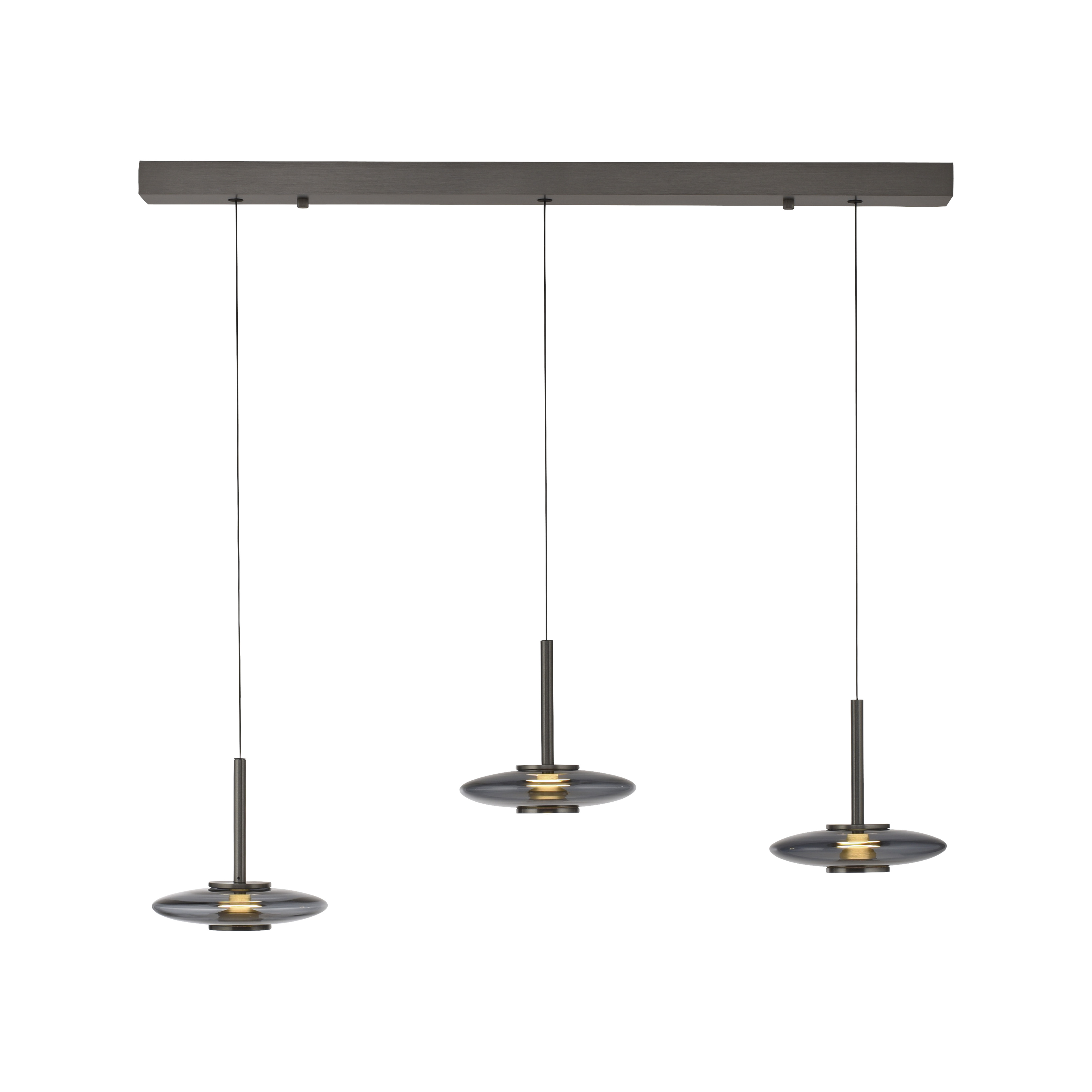 Paul Neuhaus LED-Pendelleuchte PURE VITRUM 6-flammig in Farbe grau, Pendelleuchte, hängendes Licht, drei Pendelleuchten, Metalloberfläche, schwarzbronze