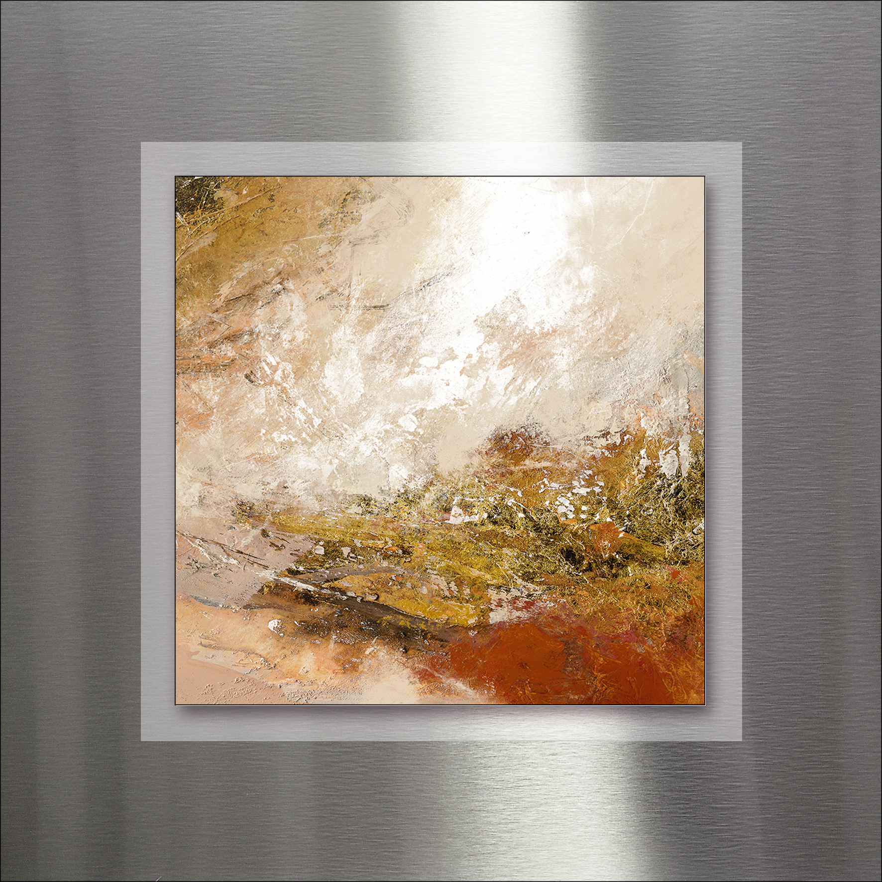 PRO ART Double-Alu - Dibond bedruckt mit Aufsatz aus Dibond 50x50cm Brown-Silver-Gold X