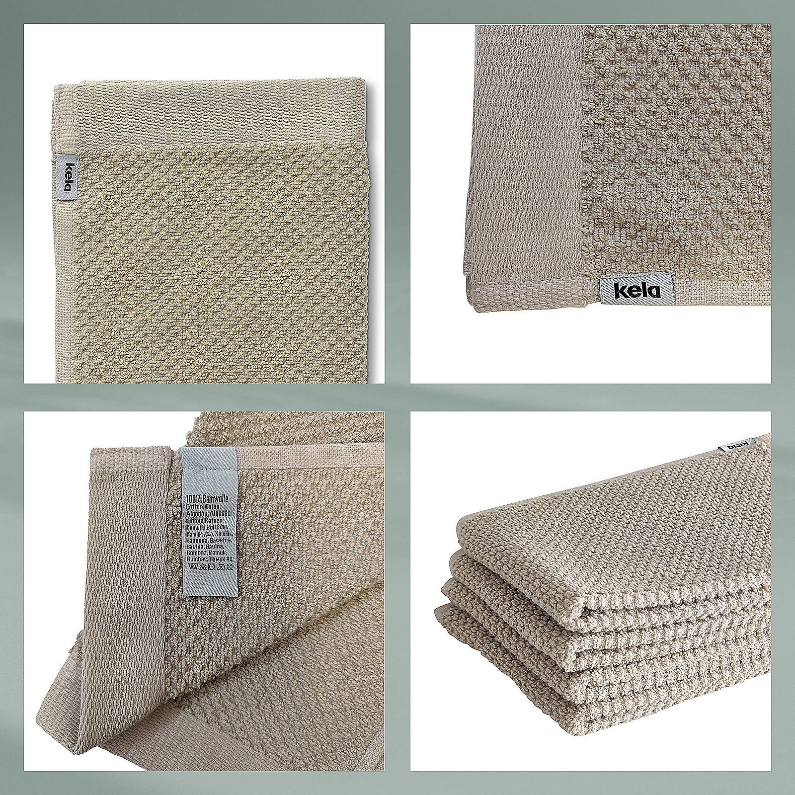 Kela Gästetuch Lavinia LAVINIA in beige, Handtuch, Beige, Baumwolle, Gewebe, gefaltet