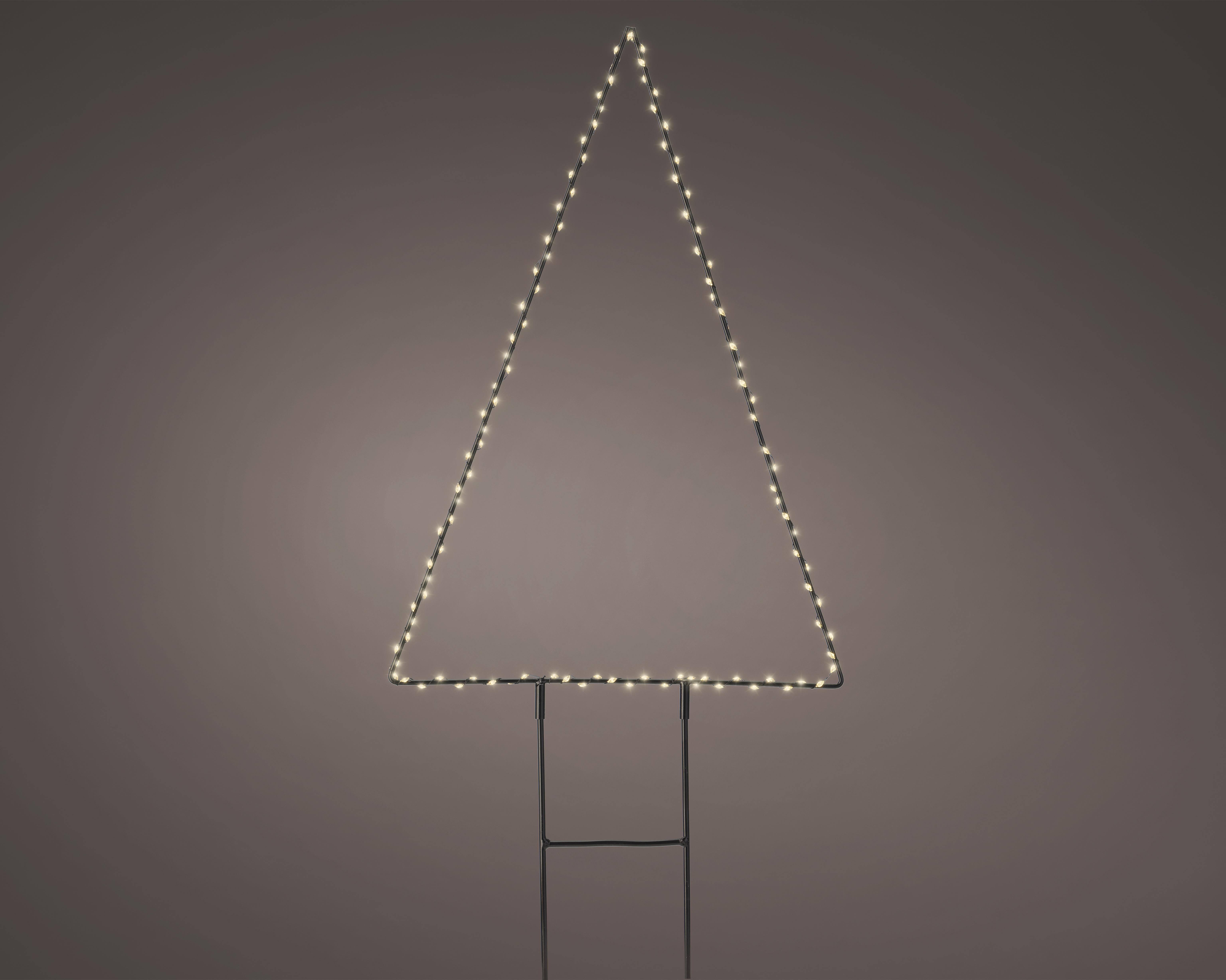 Kaemingk LED Gartenstecker H:47cm 493378 B/H ca.32x47cm in schwarz/weiß, LED-Weihnachtsbaum, Lichterbaum, warmweiße LEDs, Metallgestell, Dreiecksform