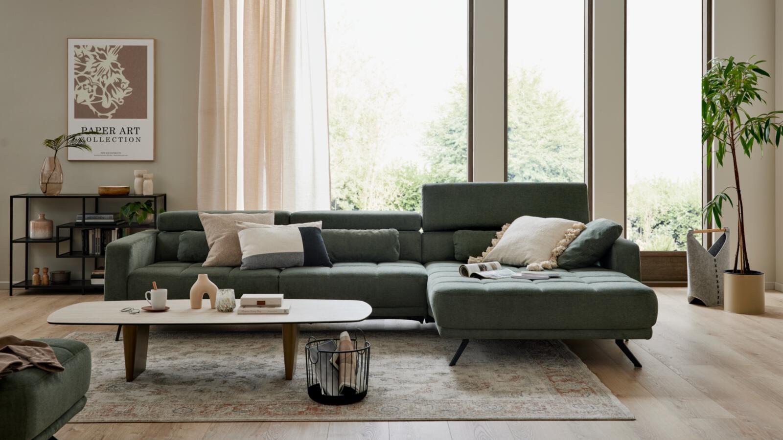 Interliving Polstergruppe IL 4303 ca. 323x190 in Grün Interliving Polstergruppe IL 4303 ca. 323x190cm in Stoff Cyber moos, Couch, Mobiliar, Inneneinrichtung, Tabelle, Wohnzimmer