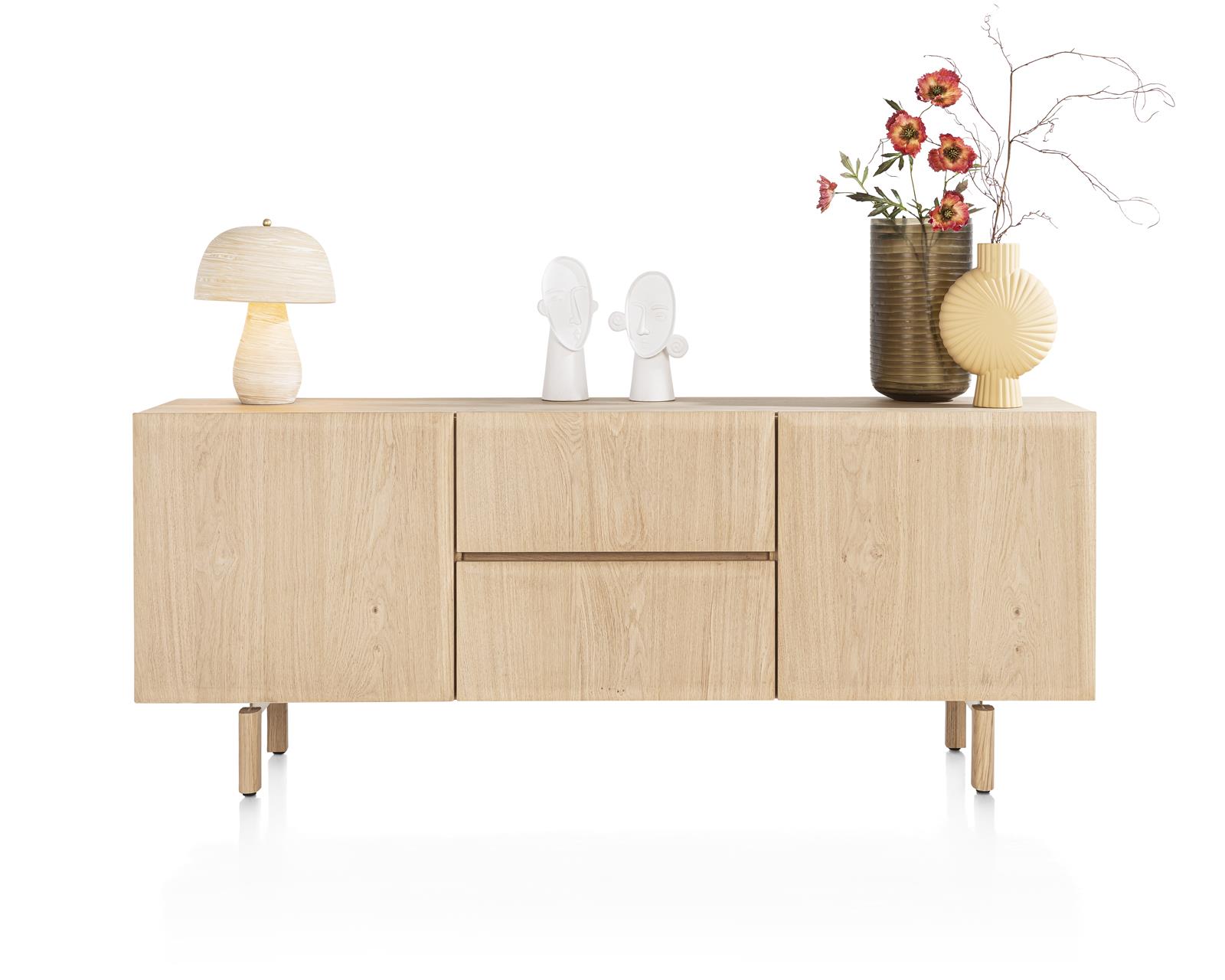  // Eiche furniert natural sand // Schubladen mit Platinlack matte Optik // ca.B200 H80 T42 cm, Sideboard, Eichenholz, Aufbewahrungsschrank, Kommode, Minimalistisch