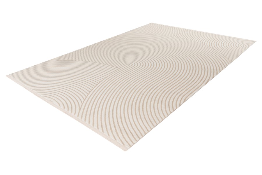 Webteppich ELIF. ca. 160x230cm in Farbe ivory, Teppich, Flachgewebe, Wohlige Muster, Kreismuster, Beige