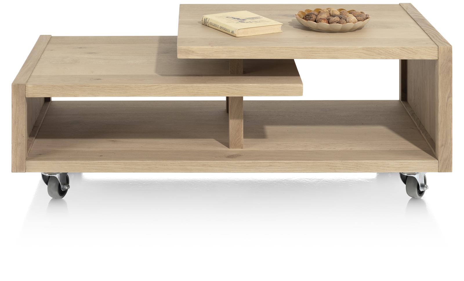 Henders & Hazel Couchtisch NYSTEAD ca. B60 H45 T120 cm in Eiche furniert Dune natural Henders & Hazel Couchtisch NYSTEAD ca. B60 H45 T120 cm in Eiche furniert Dune natural, Holz-Couchtisch, Rollenbasis, Eiche, Verstellbare Ablage, Holzplatte