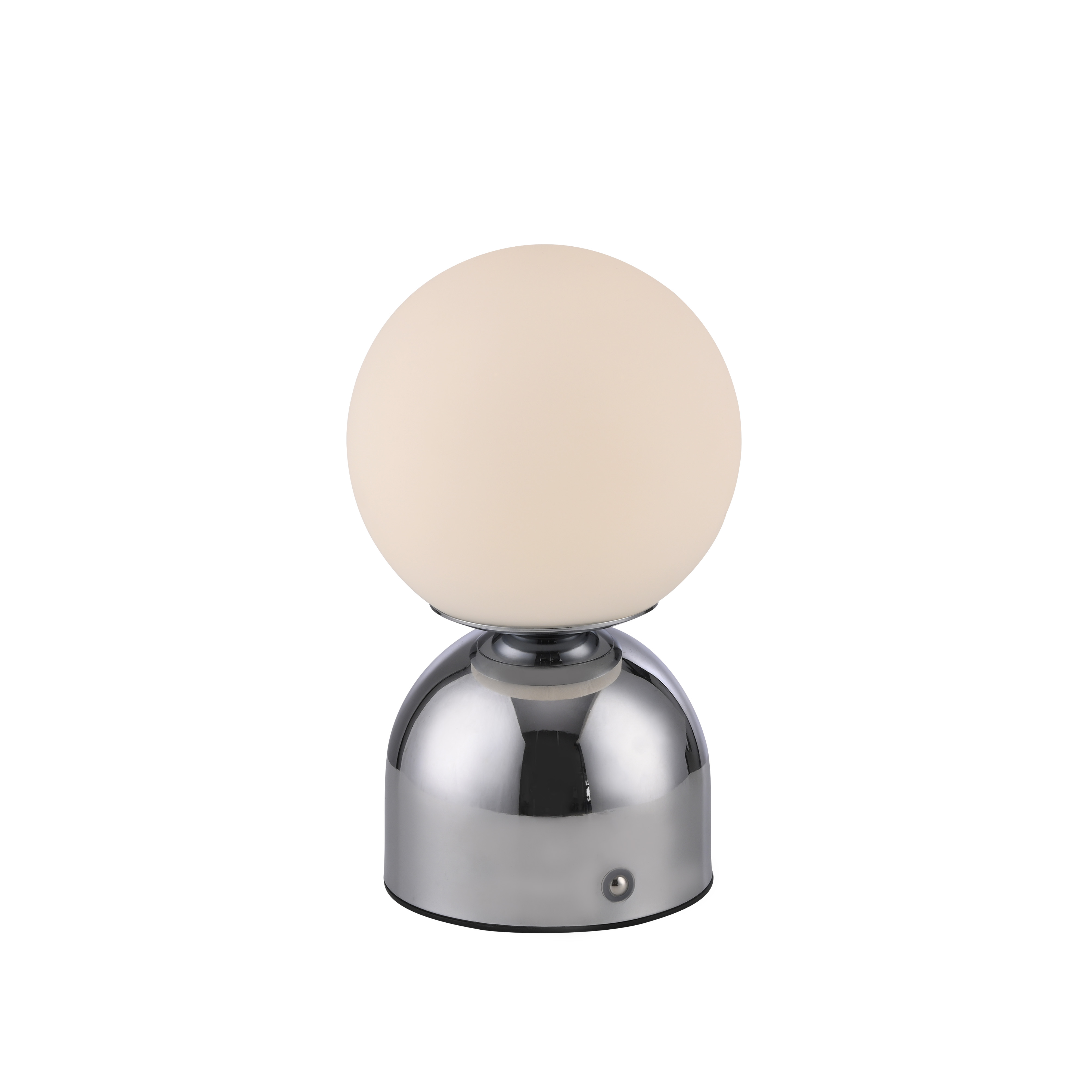 SCHÖNER WOHNEN-Kollektion LED-AKKU-Tischleuchte RUDI in Chrom, Tischlampe, Glaskugel, Chromstahl, Beige Glas, Nachtlicht
