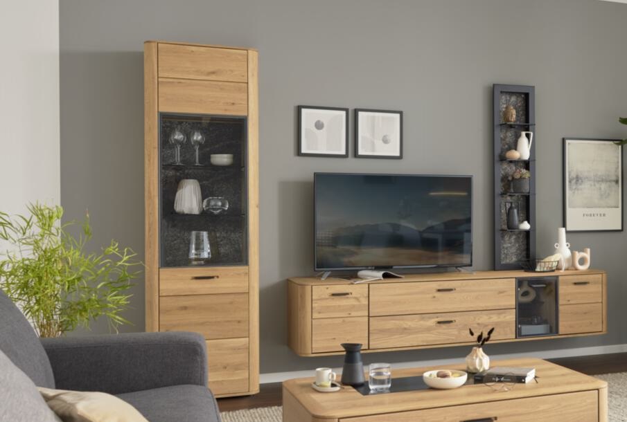 Interliving Wohnkombination IL2029 ca. B295 H205 T45 cm in Wildeiche massiv Interliving Wohnkombination IL2029 ca. B295 H205 T45 cm in Wildeiche massiv