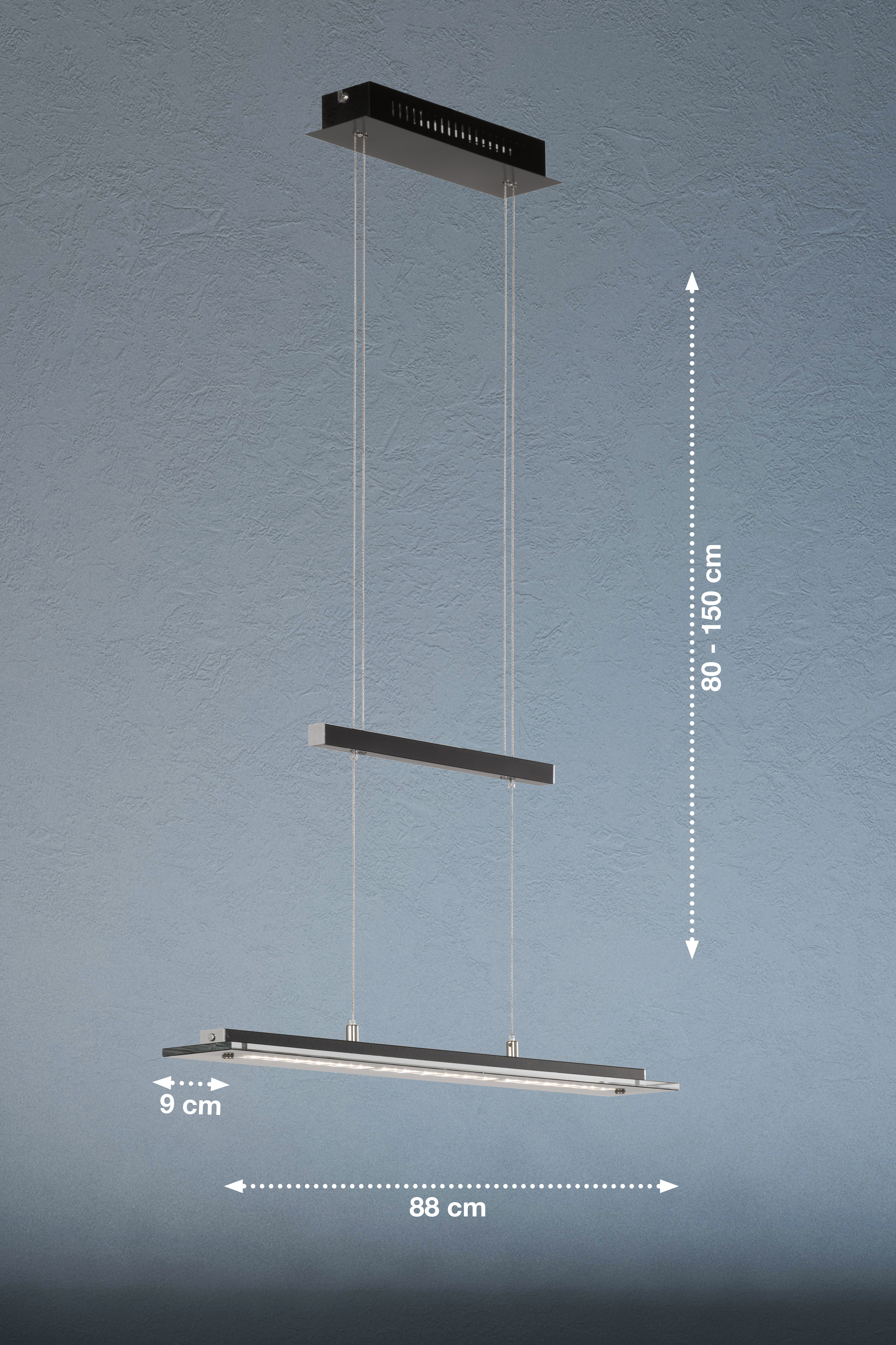 Fischer & Honsel LED-Pendelleuchte TENSO TW in Metall sandschwarz/Glas rauchfarbig teilsatiniert