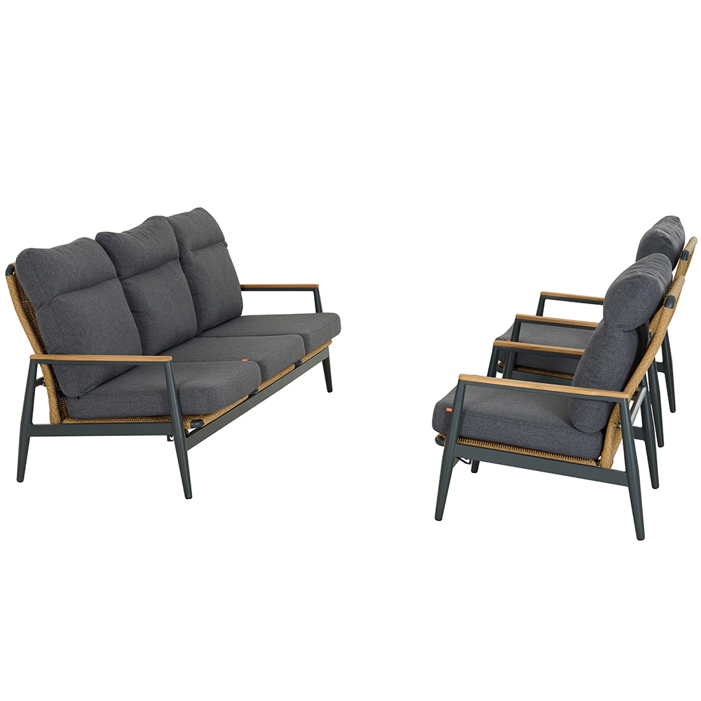 Lounge Set 3-teilig ROMA in Aluminium matt anthrazit Lounge Set 3-teilig ROMA in Aluminium matt anthrazit