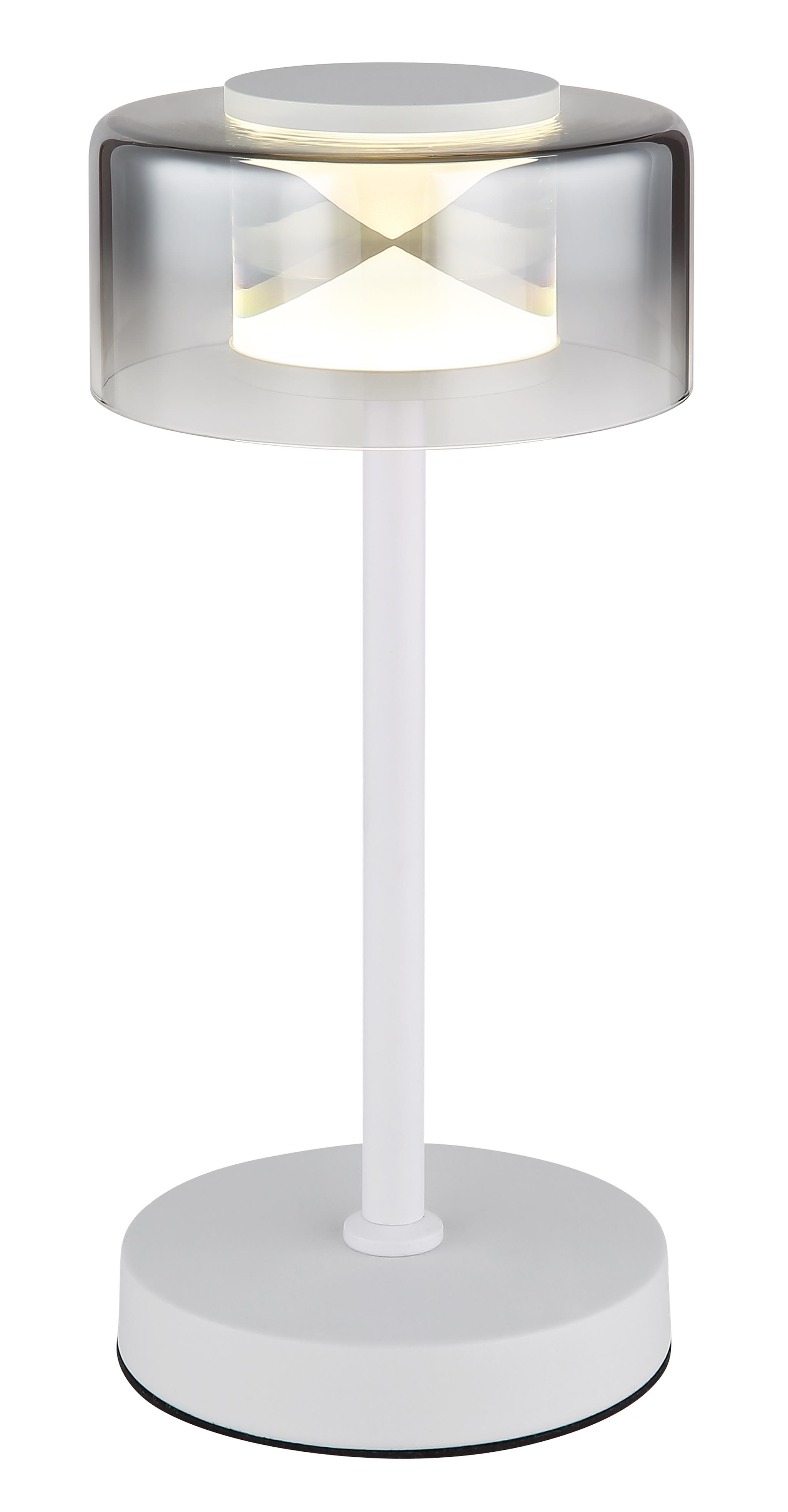 Globo LED-Tischleuchte BELINDA 1-flammig in Farbe weiß, rauchfarben, Tischlampe, Stehleuchte, LED, weiße Lampe, runder Sockel