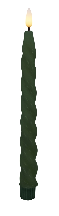 L.C. Wholesaler LED-Dinnerkerze 2er-Set WINTER ca. Ø 2,2, H 17,5cm in green smooth, 2.2x17.5cm