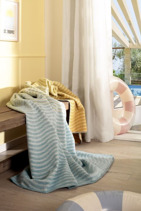 Biederlack Decke ca. 150x200cm in Farbe Ocean Nuance, Tuch, Rechtecktuch, Blaues gemustertes Tuch, Haushaltsdeko, Strand-/Badetuch