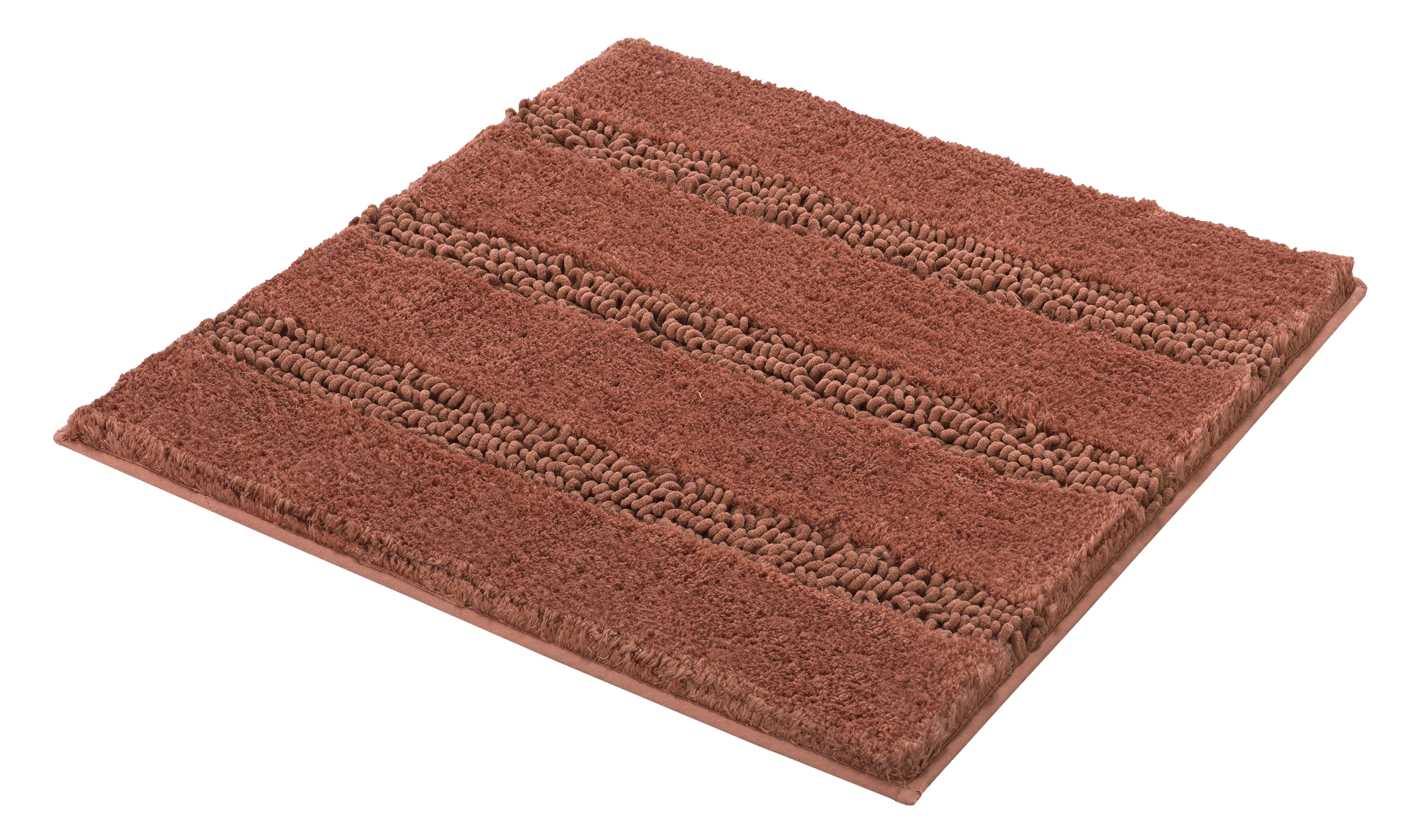 Kleine Wolke Badteppich MONROVIA ca. 60x60cm in Farbe Terracotta, Teppich, Badematte, Langhaar, Gemustert, Braun