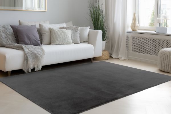 Webteppich SPIRIT ca. 120x170cm in Farbe graphite, Wohnzimmer, Teppich, Grau, Hochflor, Bodenbelag