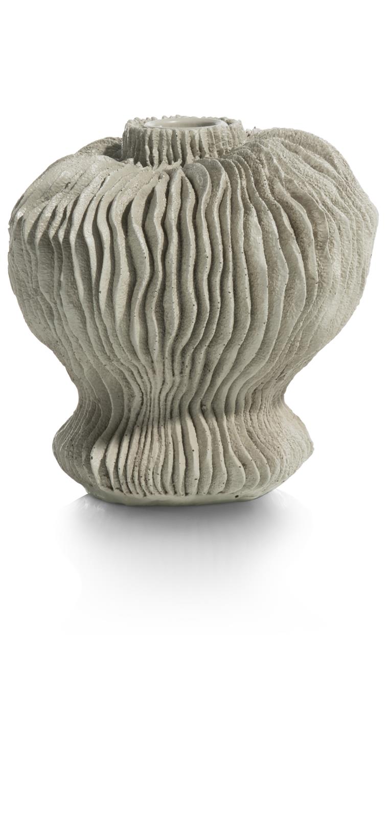 Coco Maison Kerzenhalter LOKI ca. B13 H12 T13 cm in Polyresin/Stein grau