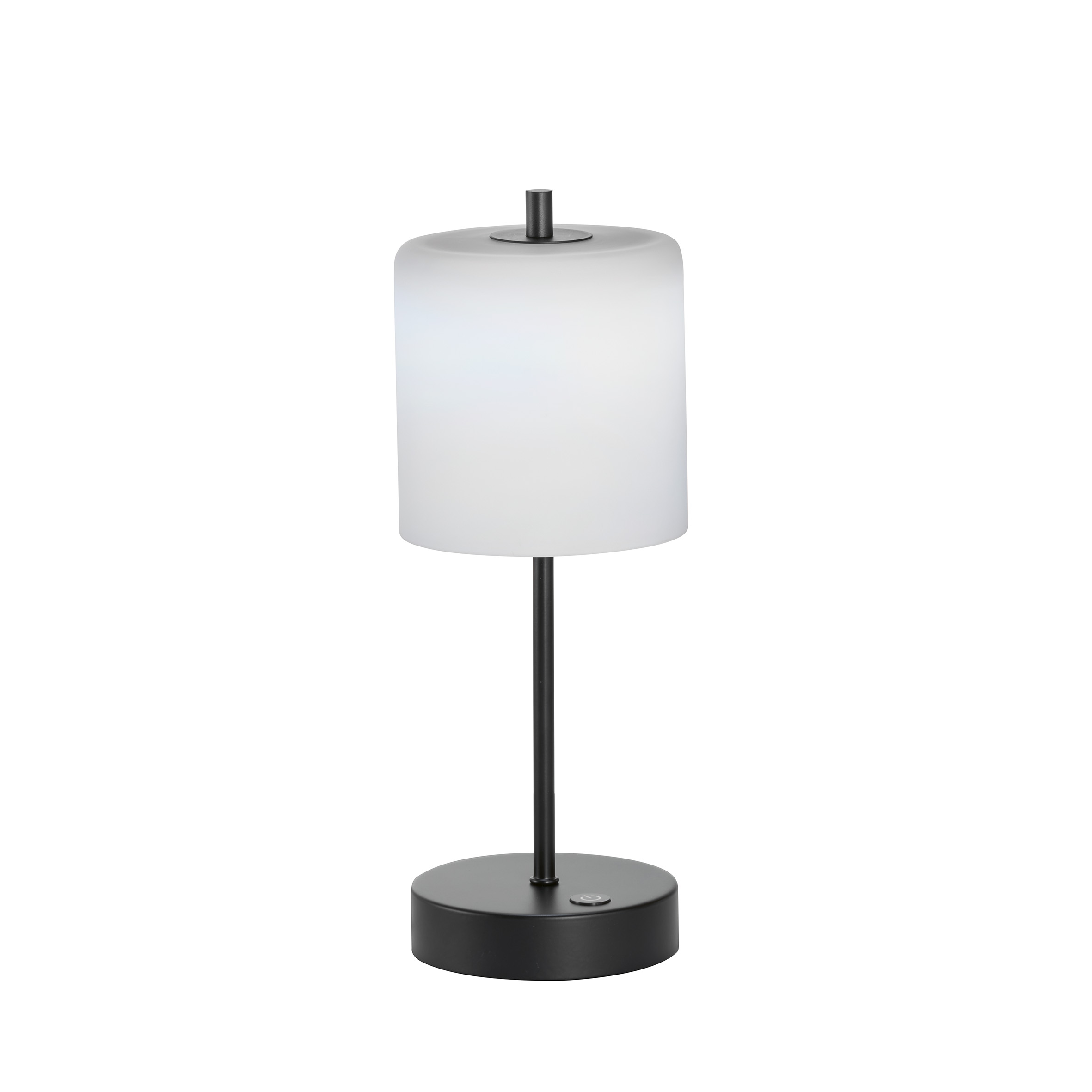 FH Lighting LED-Tischleuchte RIVA in Metall sandschwarz, Glas opal