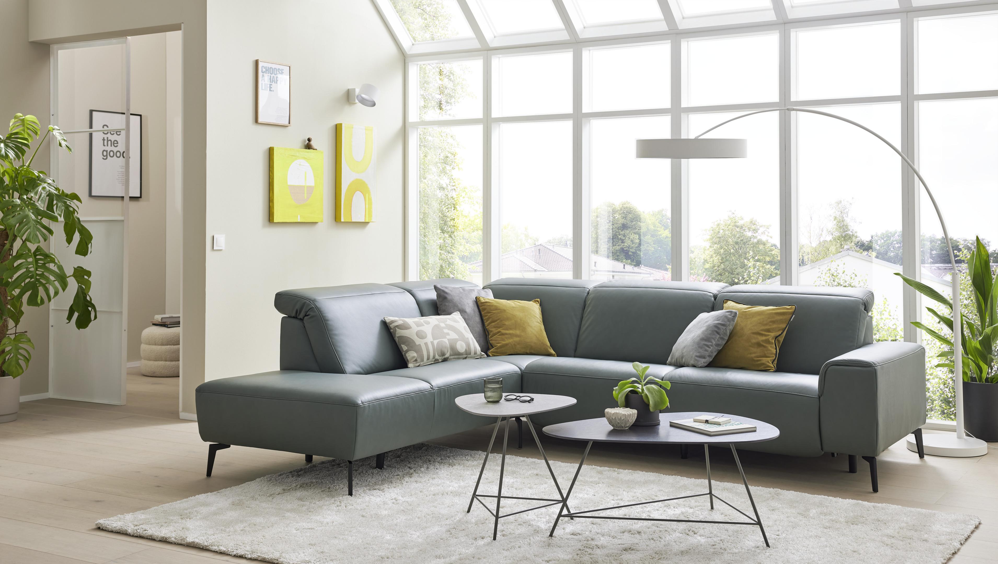 Musterring Polsterrundecke MR 1320 ca. 295x249cm in Leder Vivre opal