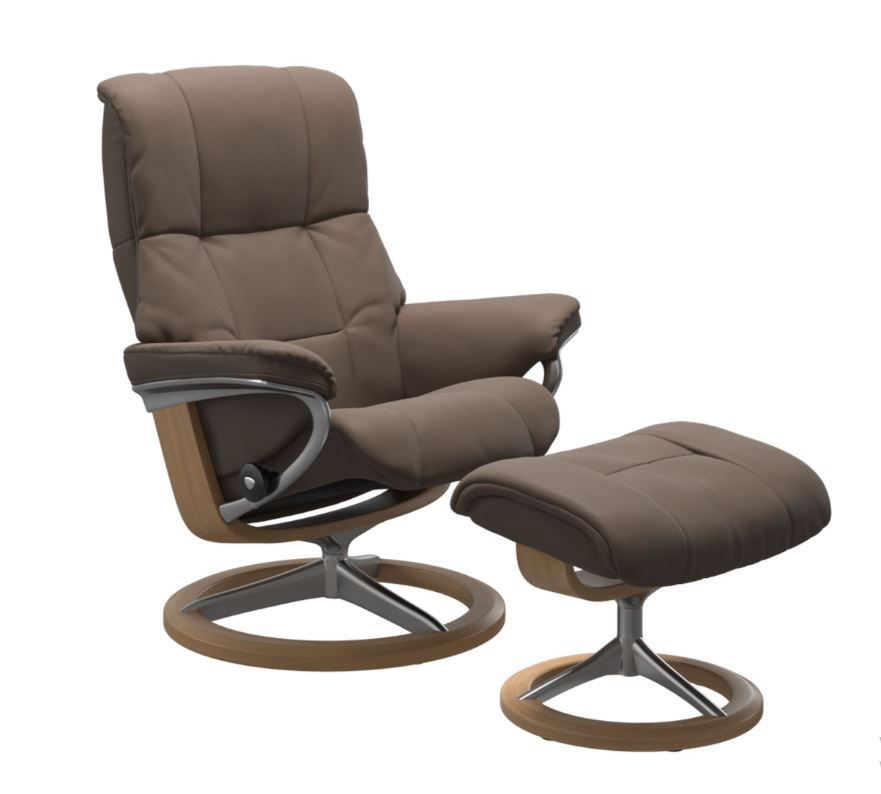 Stressless Sessel mit Hocker Mayfair Signature (M) in Leder Batick Mole