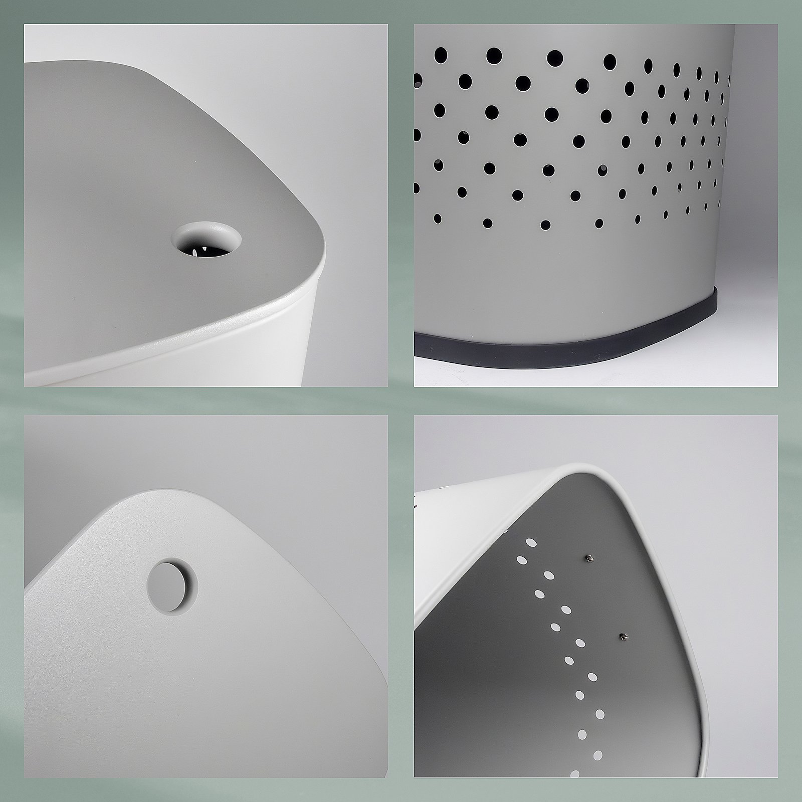 Kela Sitz-Wäschebox MALAGA in Farbe Hellgrau, Abfluss, Loch, U型/kurv, durchbrochen, Basis, eimer, löcher, metall?, perforation, design