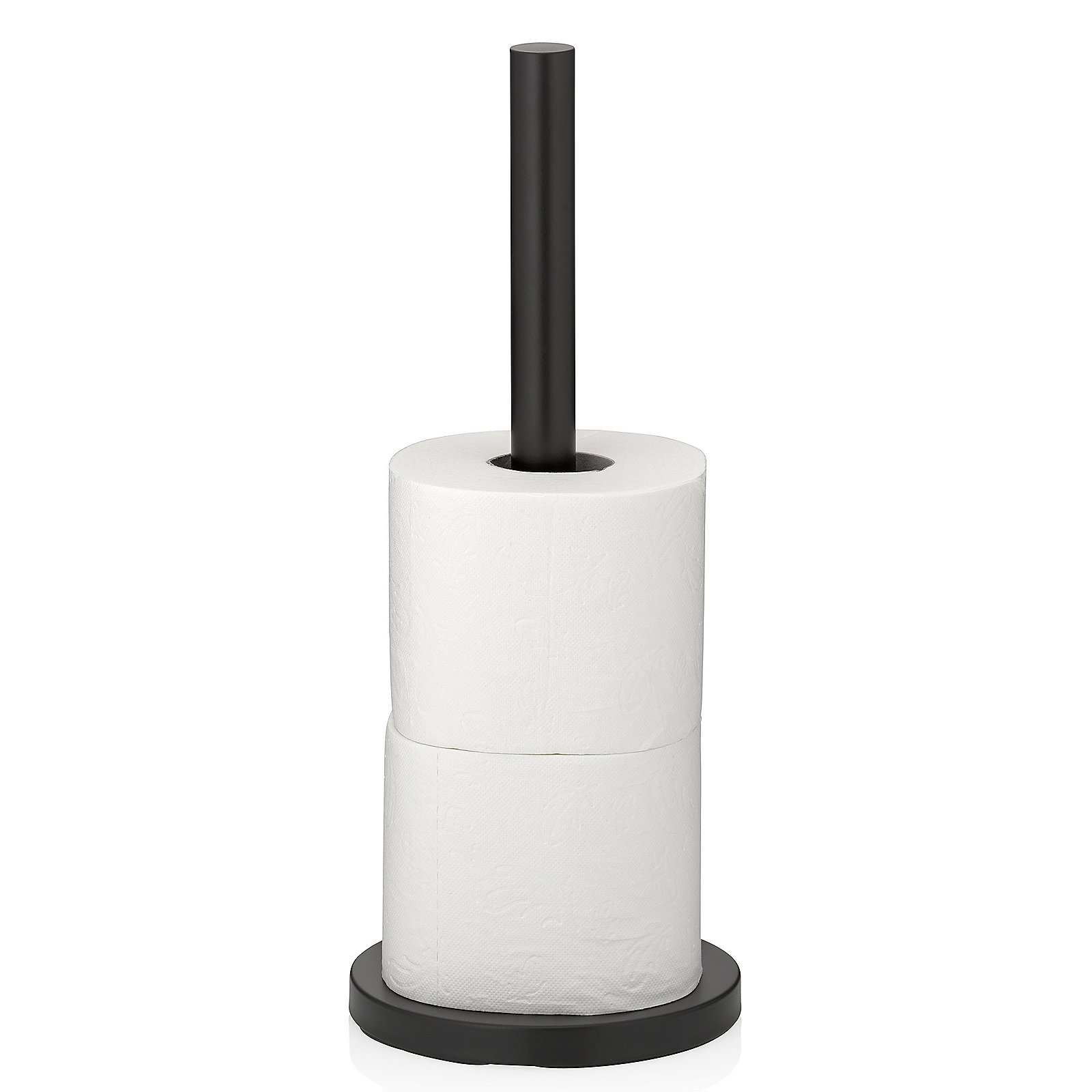 Kela Toilettenpapierhalter Carta CARTA in schwarz, Toilet Paper Holder, Paper Towel Stand, Dual Roll, White, Black Base, Toiletpapier, Halterung, Handtuchhalter, Schwarzer Stab, Weißes Rollenpapier