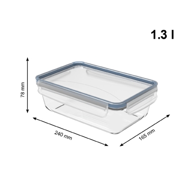 Rotho Kühlschrankdose CLIC & LOCK in Farbe horizon blue, Aufbewahrungsbox, Kunststoffbehälter, Transparenter Behälter, Kühlbox, Befestigungslippe