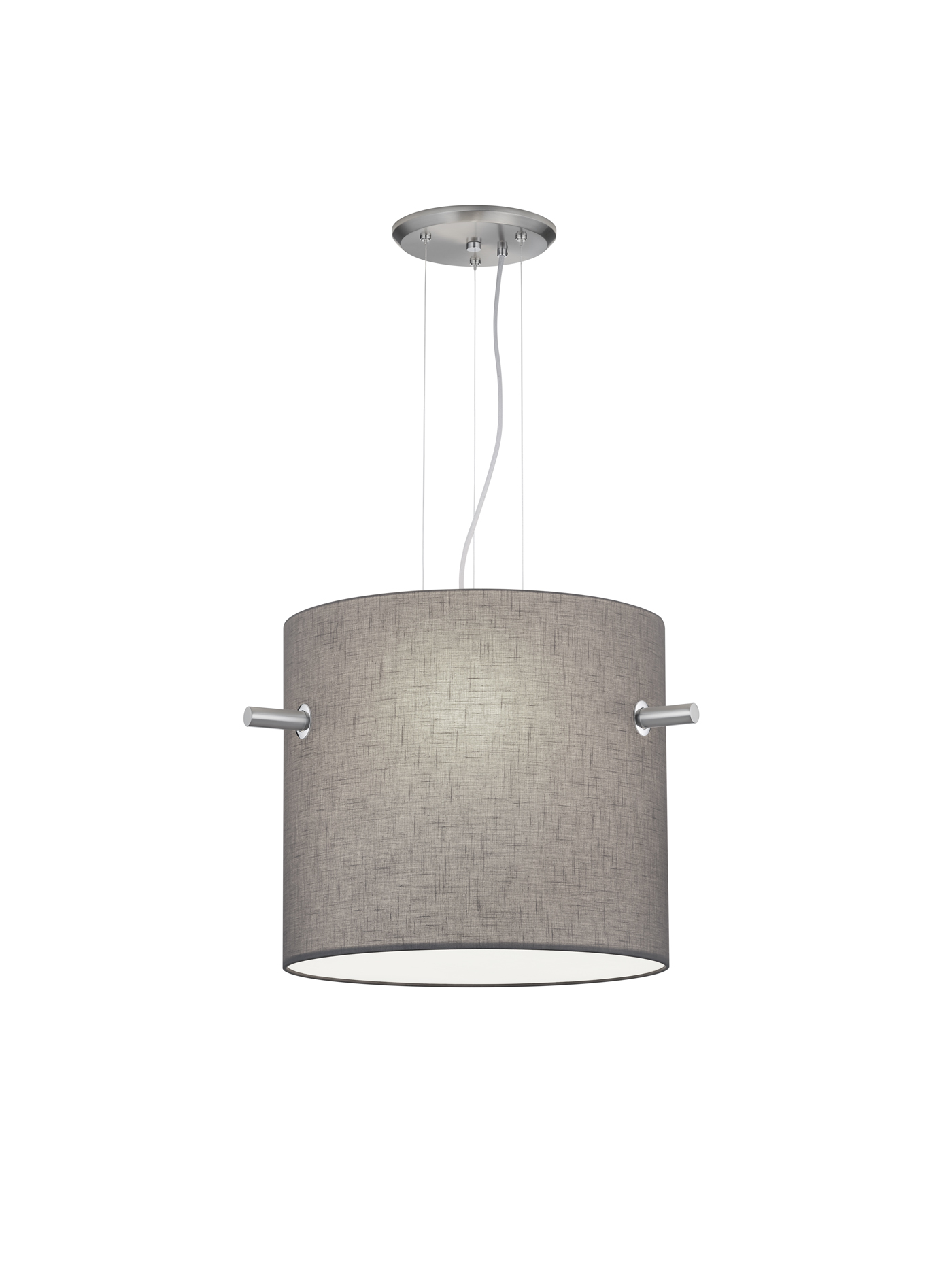Trio Pendelleuchte CAMDEN 3-flammig in Farbe Nickel matt, Schirm Stoff grau Trio Pendelleuchte CAMDEN in Nickel matt, Schirm Stoff grau