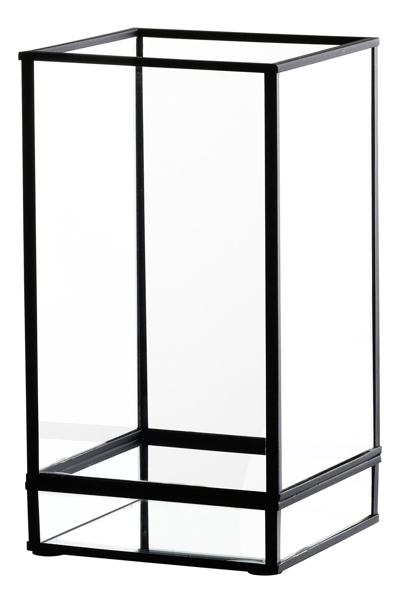 Ritzenhoff & Breker Windlicht NERO 12x12x22cmmitEisenfassung aus Glas klaröschwarz