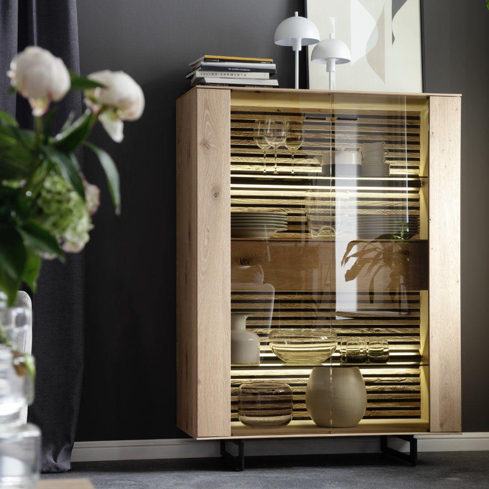 SCHÖNER WOHNEN-Kollektion Highboard YONNA ca. 106x138x44cm in Kerneiche natur gebürstet