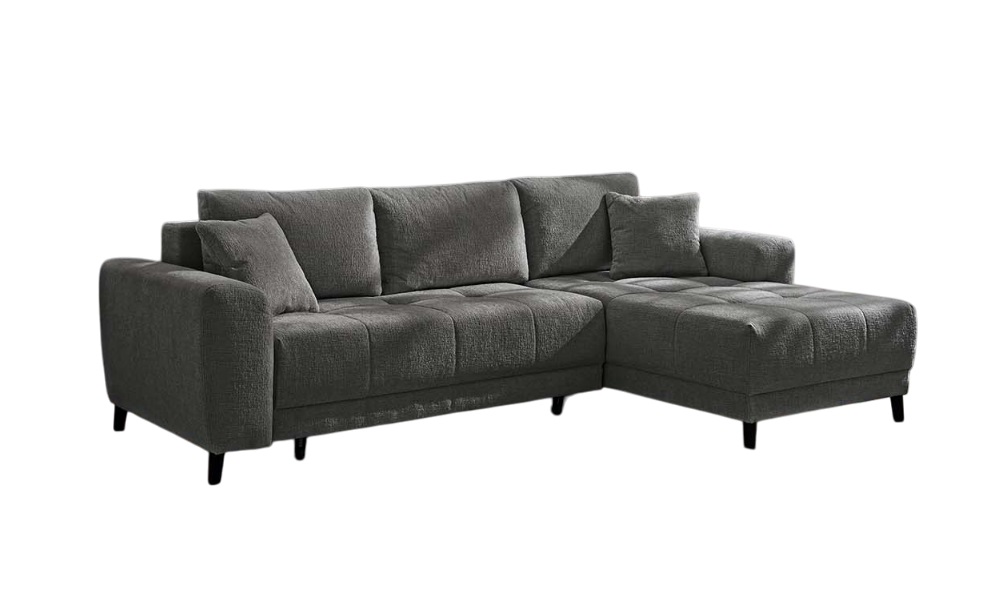 Wohnlandschaft Beverly ca. 251x172 Grau JOB Wohnlandschaft BEVERLY ca. 251x172cm in Chenille dunkelgrau, Couch, Mobiliar