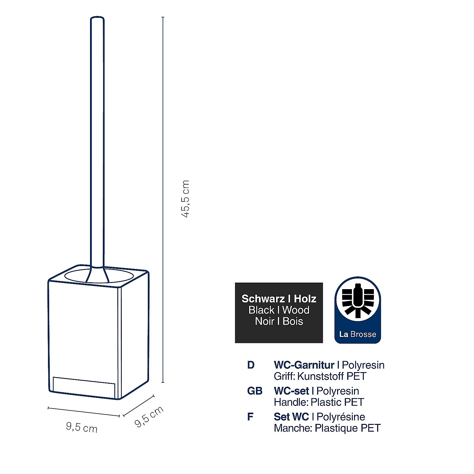 Kela WC-Garnitur Cube CUBE in Schwarz, Rauchrohr