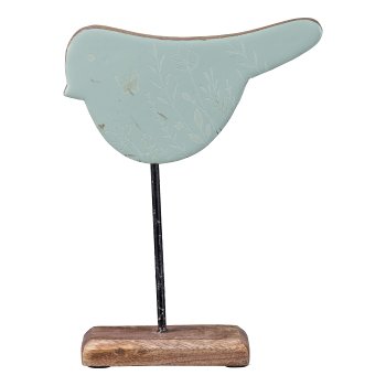 Gasper Mango Holz Vogel auf Holzbase in Farbe Wolkenblau