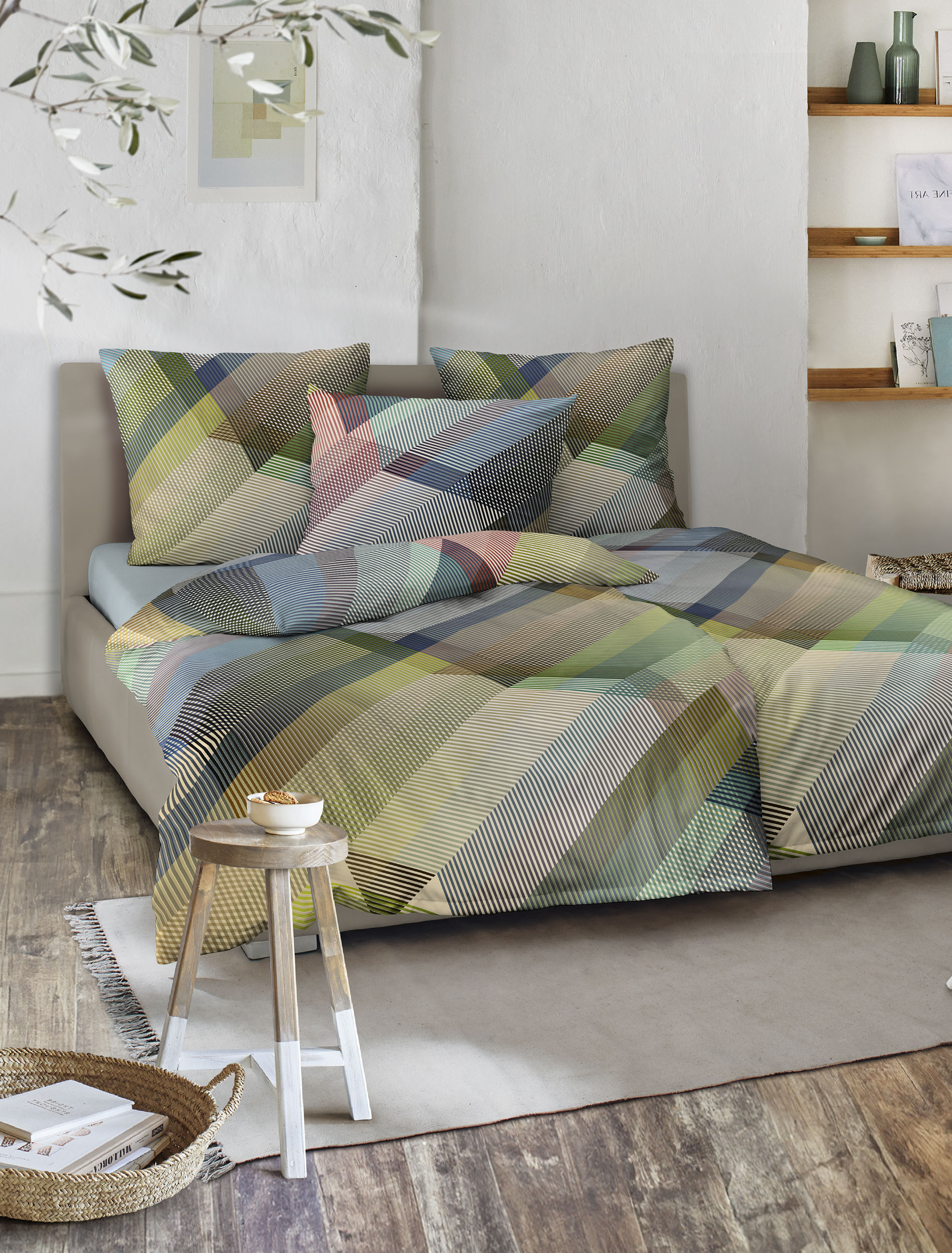 irisette Mako-Satin Bettwäsche WAVE in Farbe ca. 135x200cm, bettenbezug, bettwäsche, geometrisch, gemustert, farbenmix