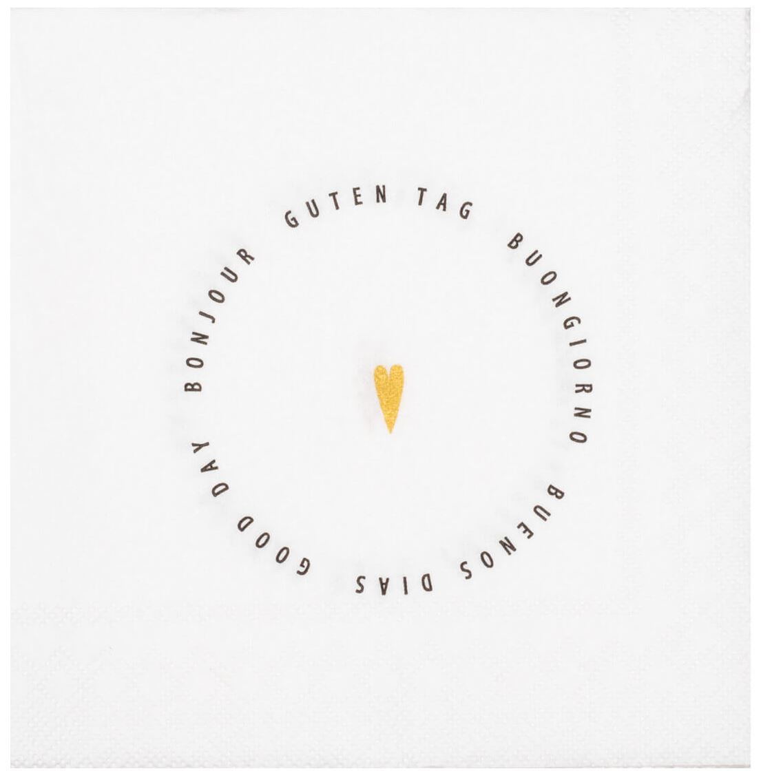 Serviette BON APPETIT- HERZ in Farbe schwarz/weiß, karte, Grußkarte, Herz, Kreis, Guten Tag